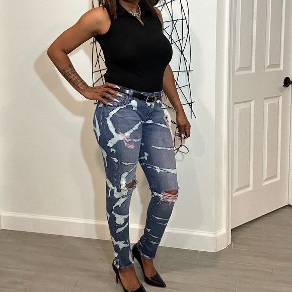 Denim - SOLD Custom painted bleached jeans